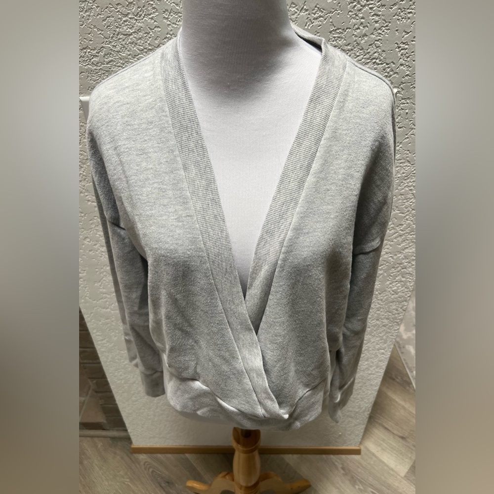 Zella Light Gray Wrap-Style Sweatshirt